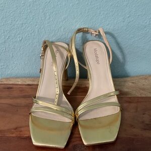 Gold Strappy Women's Heels